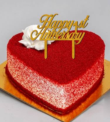 Sticker Hub Happy 1st Anniversary Cake Topper for the 1st Anniversary Party Cake Decoration_GGCT10 Cake Topper