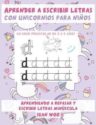 Aprender a escribir letras con unicornios para ninos en edad preescolar de 3 a 5 anos