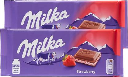 milka Strawberry 100% Alpine Milk Chocolate Bars
