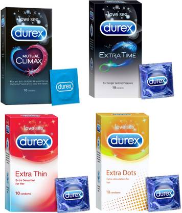 DUREX Mutual Climax ,Extra Thin,Extra Time ,Extra Dots Condom 40 Condom
