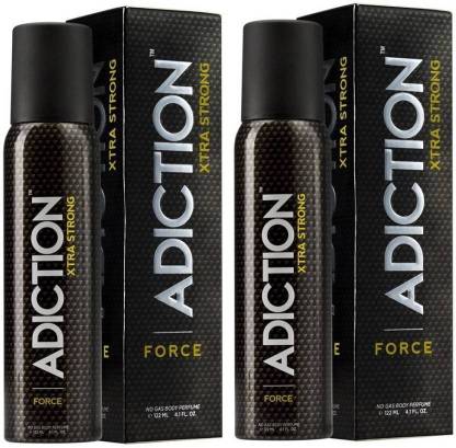ADDICTION Adiction Xtra Strong Force No Gas Deodorant combo ( pack of 2, 244 ml ) Perfume Body Spray  -  For Men