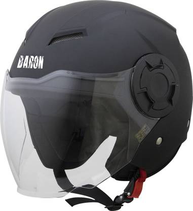 Steelbird Open Face Helmet, ISI Certified Helmet in Matt Black with Clear Visor Motorbike Helmet