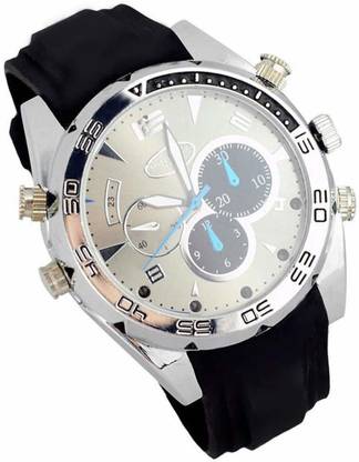 Safetynet SPY HD 4K Ultra HD IR Night Vision Waterproof Watch DVR HD Hidden Camera with 2 Hours Battery Backup and 32 GB Memory Card (Silver Metal) Security Camera