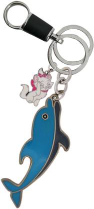 SHOKY LOOKS Dolphin Design Opener Attractive Design with White Pucy Cat and High Quality Hanging Locking Lock Key Chain