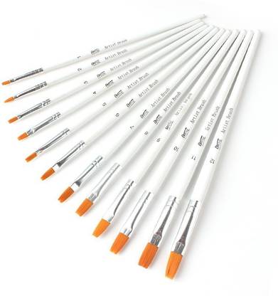 CHROME Short Handle Synthetic Flat Tip Artist Brush