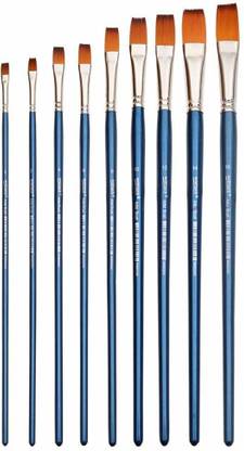 CHROME Long Handle Synthetic Flat Tip Artist Paint Brush