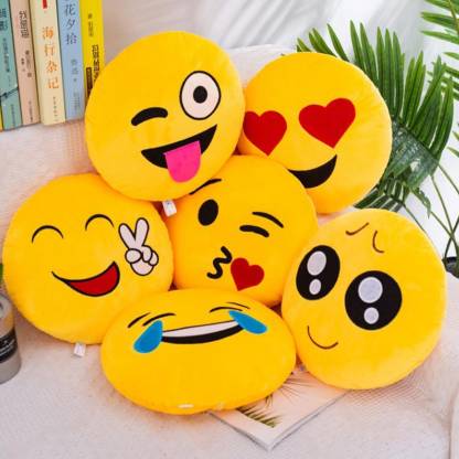 kihome Smiley Emoji Cushions Microfibre Toons & Characters Cushion Pack of 6
