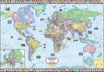 World Map Political Wall Chart Paper Print Maps Posters In India Buy Art Film Design Movie Music Nature And Educational Paintings Wallpapers At Flipkart Com