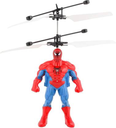 LITTLEMORE Plastic Hand Spiderman Induction Control Flying Helicopter Toy with Infrared Sensor, USB Charger and Flashing Light