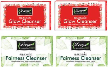 Leeya Fairness Cleanser Neem Soap (2 x 100 g) + Glow Cleanser Rose and Vitamin E (2 x 100 g) for men & women normal oily dry combination skin Shaving Soap