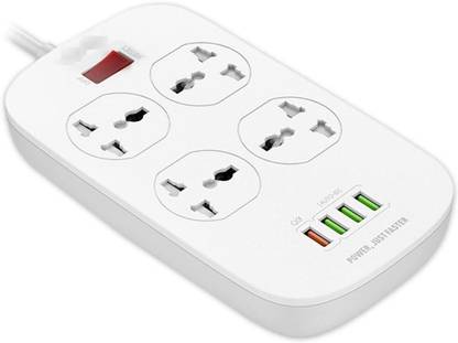 ICREATOR LDNEO Power Socket 2500W + 4 Socket With Child Lock & 4 USB (1*QC 18W USB) With Power Switch 4  Socket Extension Boards