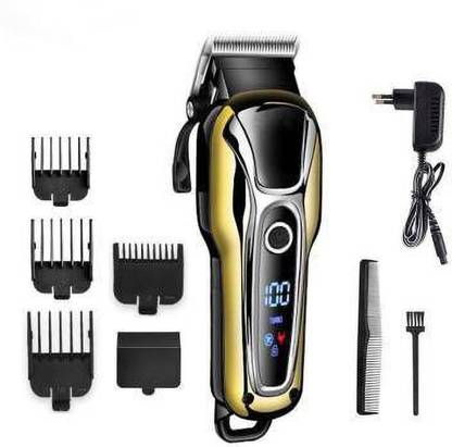 Kemei KM-1990 Rechargeable With LCD Display Runtime: 60 min Trimmer for Men Trimmer 60 min  Runtime 4 Length Settings