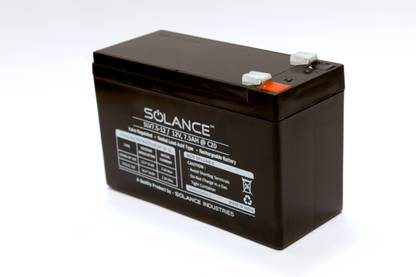 Solance SLV7.5-12@C20 12V 7.5AH SMF Battery for Use in UPS/Solar and More Instruments.MADE IN INDIA. 12 V Offline/Standby Rack-mount Model UPS 2 Outlet Plugs