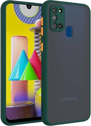 FlareHUB Back Cover for Samsung Galaxy A21s With Camera Lens Protection Case (With Orange Button Grip)