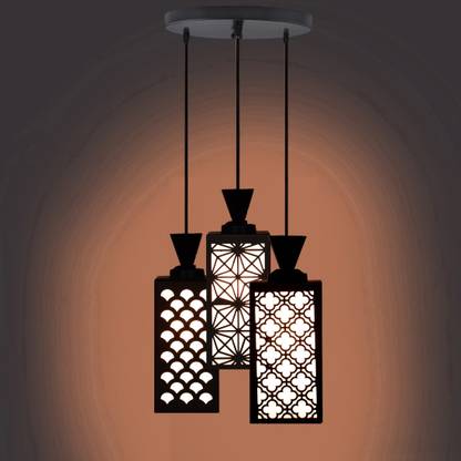 Nirbhay Enterprises 3 Light Creative Wooden Pendant Lamp for Room,Foyer,Hallway Ceiling Lamp(Black) Pendant Lamp Ceiling Lamp