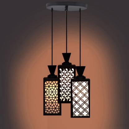COZYSTAR 3 Light Creative Wooden Pendant Lamp for Room,Foyer,Hallway Ceiling Lamp(Black) Pendant Lamp Ceiling Lamp