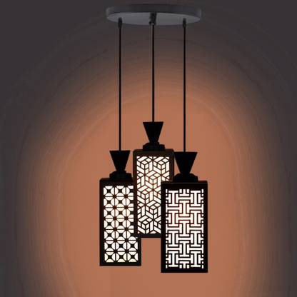 JADON ENTERPRISES 3 Light Creative Wooden Pendant Lamp for Room,Foyer,Hallway Ceiling Lamp(Black) Pendant Lamp Ceiling Lamp