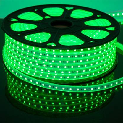 Hybrix HQ LED Strip Ceiling Cove Light (10 Mtr. Length) Rope Light, Double Row (120 LED Per Mtr), Waterproof IP67 & Flexible With Adaptor/Connector, 220v AC, Super Bright GREEN Color Recessed Ceiling Lamp