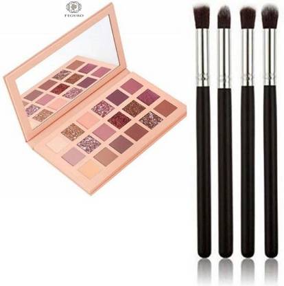 FEGURO Eye Shadow Blending Pencil Brush With Nude Edition Eyeshadow Palette 18 (Multi color) 18 g