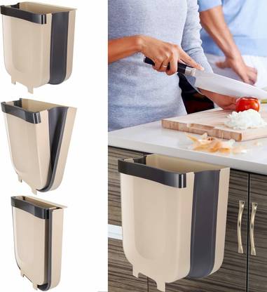 Leplion Folding Kitchen Trash Can, Wall Mounted Folding Waste Bin, Hanging Garbage Can Plastic Dustbin