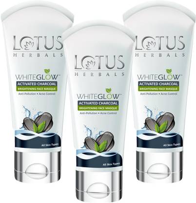 LOTUS HERBALS WhiteGlow Activated Charcoal Brightening Face Masque ( Pack of 3 ) ( 100g * 3 )