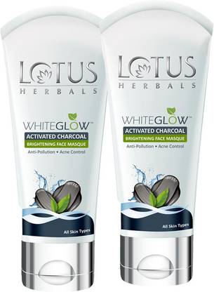 LOTUS HERBALS WhiteGlow Activated Charcoal Brightening Face Masque ( Pack of 2 ) ( 100g * 2 )