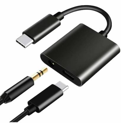 IMMUTABLE Black JH-031 2 in 1 Type C to Audio Jack and Type C Adapter K46 Phone Converter