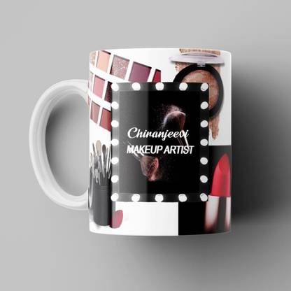 Beautum Makeup Artist with Name Chiranjeevi Printed Best Gift for Boys, Girls, Husbands, Wives and Specially for Artist and for Everyone White Ceramic Coffee (350) ml Model No: BMKU003855 Ceramic Coffee Mug