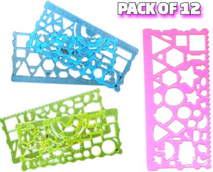 ShubhKraft School Geometry Template Stencil of Different Shapes with Ruler Attached for kids return gifts Ruler