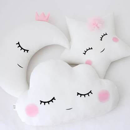 Crazy Corner Cute Star Moon Cloud Pillows - Velvet Plush Cushions (Set of 3) - Plush Toys for Kids/Girls/Boys  - 15 inch
