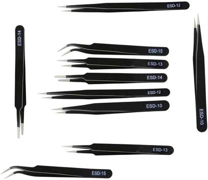 Inditrust High Quality 10pc Multi type Tweezers set