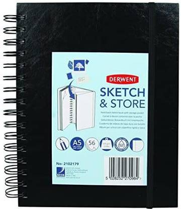 Derwent Sketch And Store Sketch Book, A5, Portrait, 5.83 X 8.27 Inches Page Size, Wirebound, 56 Pages (2102179)