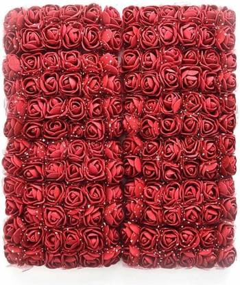 CRAFTCORNER Maroon Rose Artificial Flower