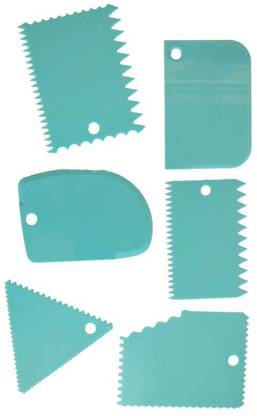 JAMBOREE 6Pcs Sawtooth shaped Cake Cream Scrapers comb Butter Knife Kitchen Plastic Dough Cutter Dough Scraper DIY Baking Pastry Baking Comb