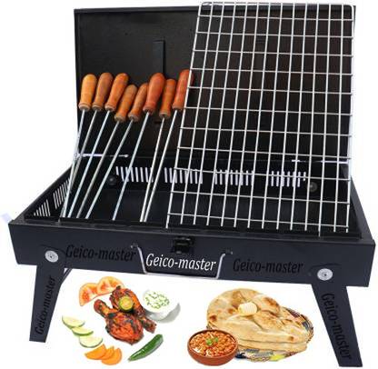 Geico master Briefcase Foldable Portable & Picnic Barbeque with 8 Skewers Electric Tandoor