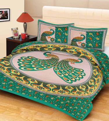 Twinkle Star's 150 TC Cotton Double Abstract Flat Bedsheet