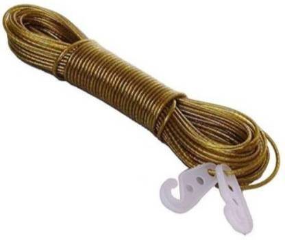 B K Jagan and Co 20 Meter PVC Coated Steel Anti-Rust Wire Rope Washing Line Clothesline with 2 Plastic Hooks Steel Retractable Clothesline