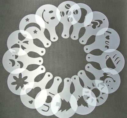 Rexter 16Pcs/set Customized Plastic Coffee Foam Latte Art Stencil Decorating coffee Stencils Coffee Stencils