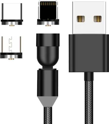 FRYSKA Magnetic Charging Cable 1 m 3in1 Magnetic Flexible 540° (360°+180°) Double Rotation Interface