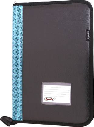 Aerotix Leather Executive Zipper Bag With 40 Leafs Strip Colour May Vary FS Size File Folder For Documents Use In School, College, Office