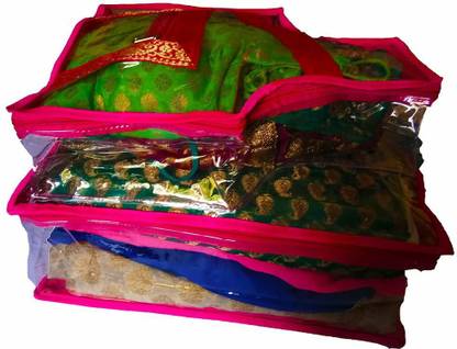 Avanti Creation Saree Cover 2 in 1 Brocade Attached Blouse and Saree Cover Set Saree Cover Bags with Zip Complete Solution for Blouse and Saree (Pack of 1 Cover) COVER A120