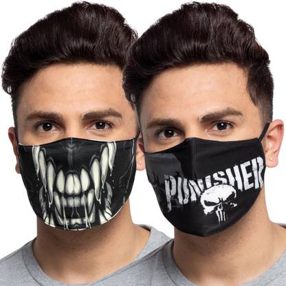 Yard of Deals Monster and Punisher Printed Face Mask Combo Face Mask Washable Anti-Pollution, Printed Fashion Face Mask Monster and Punisher Printed Face Mask Combo Washable Cloth Mask