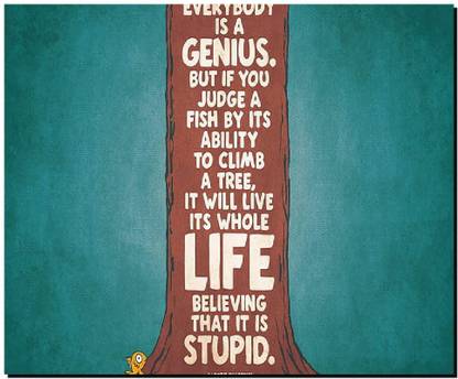 SKY DOT albert einstein motivational quote genius but if you judge a fish by its ability to climb a tree text Non Slip Base Mousepad