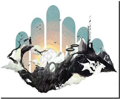 SKY DOT abstract fantasy art simple background digital art Non Slip Base Mousepad