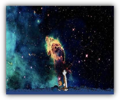 SKY DOT calvin and hobbes cartoon stars space Non Slip Base Mousepad