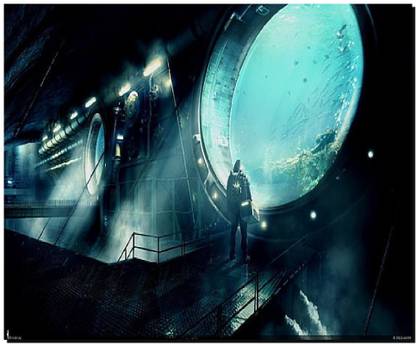 SKY DOT cyberpunk futuristic water fish Non Slip Base Mousepad