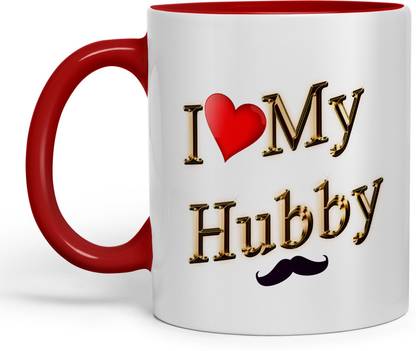 THE INDIA STYLE Premium Quality I Love My Hubby Printed In Gold Gift 11 Oz Ceramic Coffee Mug