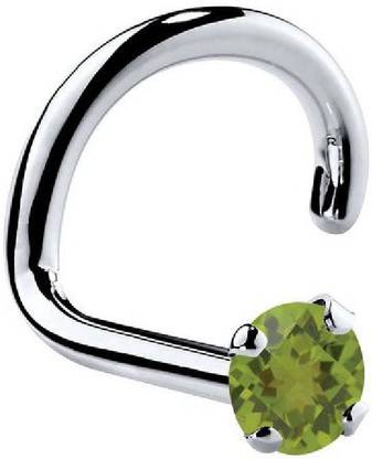 CEYLONMINE Peridot Silver Plated Stone Nose Ring