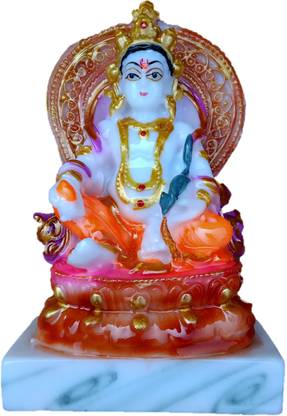 Love Kart Kuber Murti For Temple Pooja Kuberan Statue Idol For Car Dashboard, Office Desk Decorative Showpiece  -  12 cm