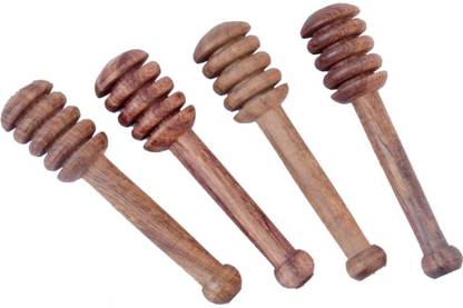 Kesha Spree Long Handcrafted Wooden Honey Dipper Stick Wooden Table Spoon Set